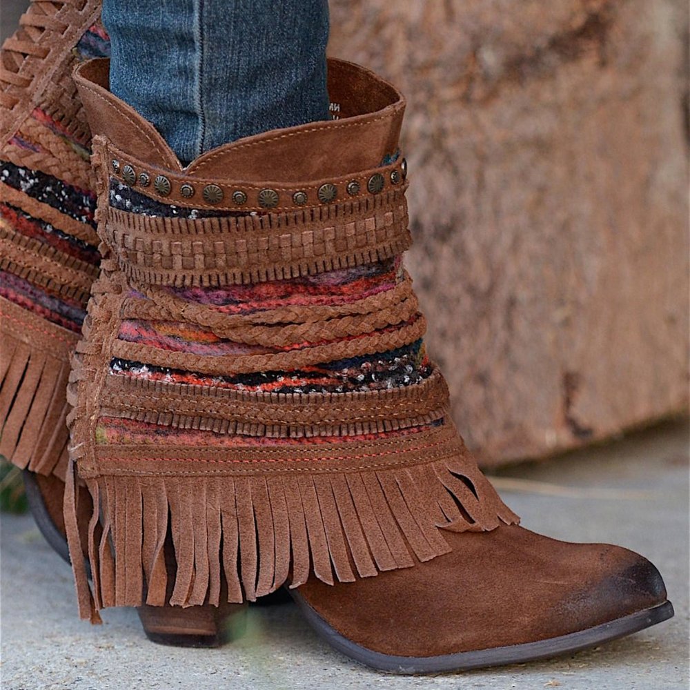 🧜🏻‍♀️Naughty Monkey Brown Suede Leather Poncho Boot